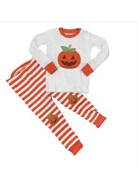 NWT Gymboree Boys Orange & Ivory Lil' Pumpkin Cotton 2-Piece Pajamas